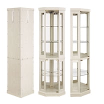 CQSXDA 79” Antique Curio Cabinet Corner Glass Display Storage Cabinet, Wine Storage with Lights