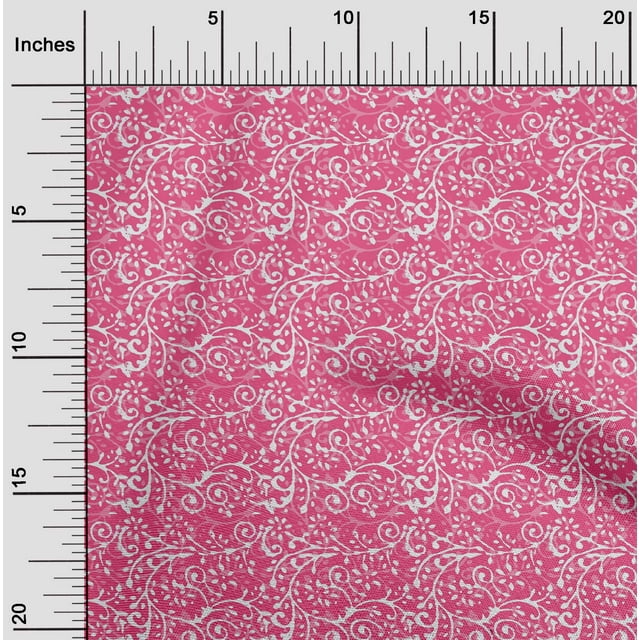 oneOone Cotton Poplin Fabric Leaves & Floral Block Printed Craft Fabric BTY 42 Inch Wide