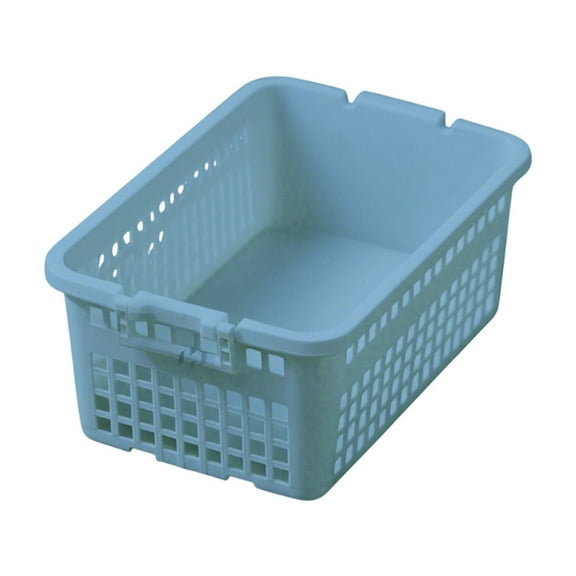 Oggfader Medium Blue Plastic Storage Basket - Stackable with Handles, Ideal for Kitchen, Toys, Snack Organizing