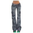 thumbnail image 1 of Pantalones Gibobby Mujer holgados de mezclilla alta azul S, 1 of 5