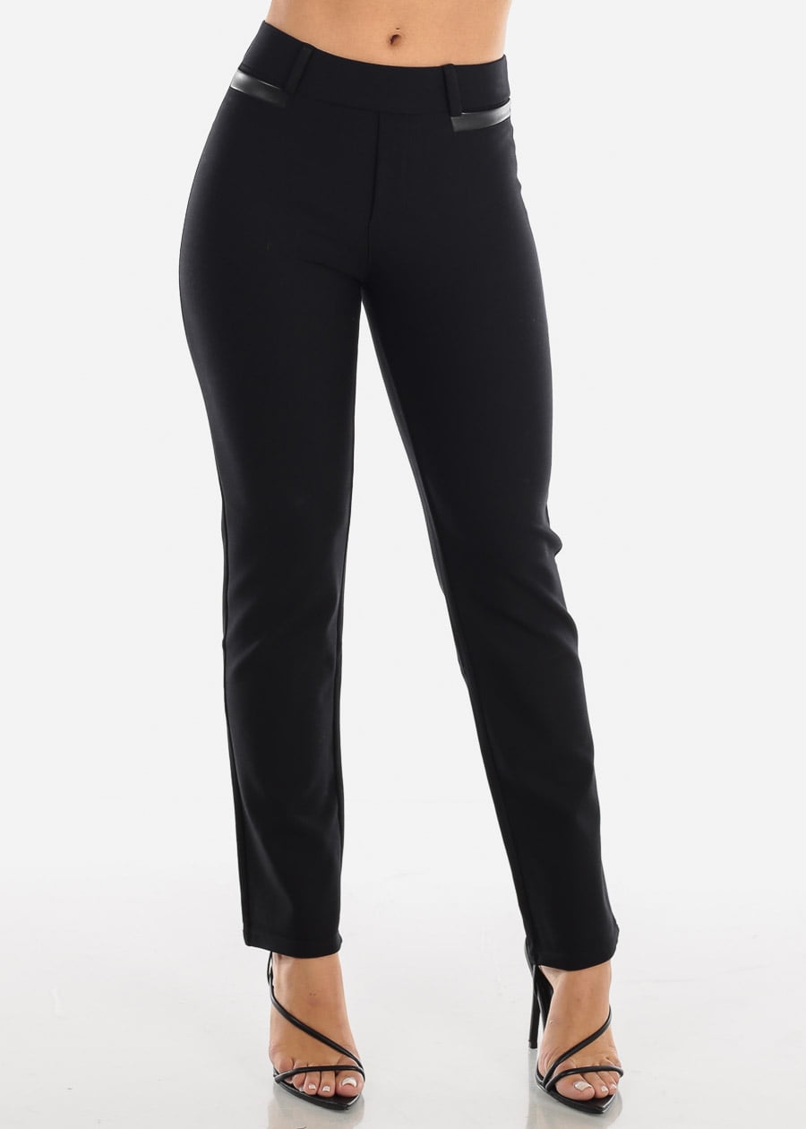 high waisted straight leg dress pants