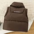 thumbnail image 4 of SuTry Kids Stand Collar Vest Thermal Fall Winter Fleece-Lined Puffer Vest Everyday Outerwear Sleeveless Jacket for Children 4-10 Years(Coffee,11 Years), 4 of 6