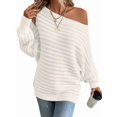 thumbnail image 3 of Womens Fall Sweaters Off the Shoulder Batwing Sleeve Textured Knit Tops Oversized One Shoulder Sweater Benbai L, 3 of 8