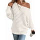 thumbnail image 3 of Suéteres de Otoño para Mujer, Hombros Descubiertos, Mangas Murciélago, Tops de Punto Texturizados, Suéter Extragrande de un Solo Hombro. Benbai L, 3 of 8