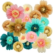 12 Pcs Large Colorful Tissue Paper Flowers Decorations 20" Giant Fiesta Crepe Paper Flowers for Wall Decor Backdrop Mexican Wedding Birthday Baby Shower Carnival Party Craft (Stylish Color)