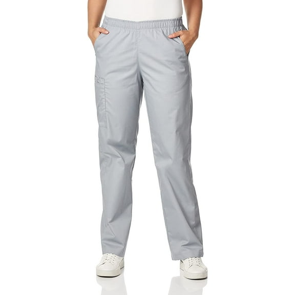 WonderWink Womens Wonderwork Pull-On Cargo Scrub Pant Large Grey