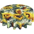 thumbnail image 2 of Sunflowers Forever Round Tablecloth 60 Inch Washable Reusable Table Cover Wrinkle Stain-Resistant for Kitchen Dinning Party Holiday Picnic, 2 of 6
