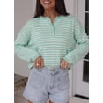 thumbnail image 3 of DOKOTOO Sweaters for Women Casual Striped Sweater Long Sleeve Crew Neck Knit Pullover Lightweight Soft Sweater Tops S-2XL, 3 of 8