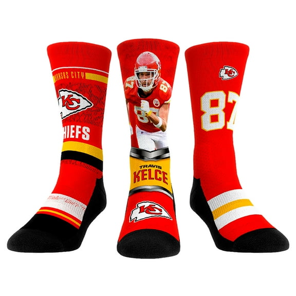 Unisex Rock Em Socks Travis Kelce Red Kansas City Chiefs Pro Three-Pack Crew Sock Set
