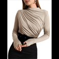 thumbnail image 1 of Camiseta Interior de Larga para Mujer, Otoño e Invierno, Nueva, con Cuello Redondo Cepillado Amarillo Albaricoque XL, 1 of 10