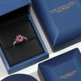 thumbnail image 5 of Gem Stone King 18K Rose Gold Plated Silver Pink Mystic Topaz and Blue Diamond Engagement Ring for Women | 2.74 Cttw | Oval 9X7MM | Gemstone November Birthstone | Size 5, 5 of 6