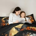 thumbnail image 4 of Manfei Halloween Spooky Pumpkin Bedding Queen Size,Wild Wolves Wolf Comforter Sets with Sheets,Autumn Orange Leaves Bedding Sets Queen Size,Super Cozy Bedroom Decorative Reversible,7pcs, 4 of 7