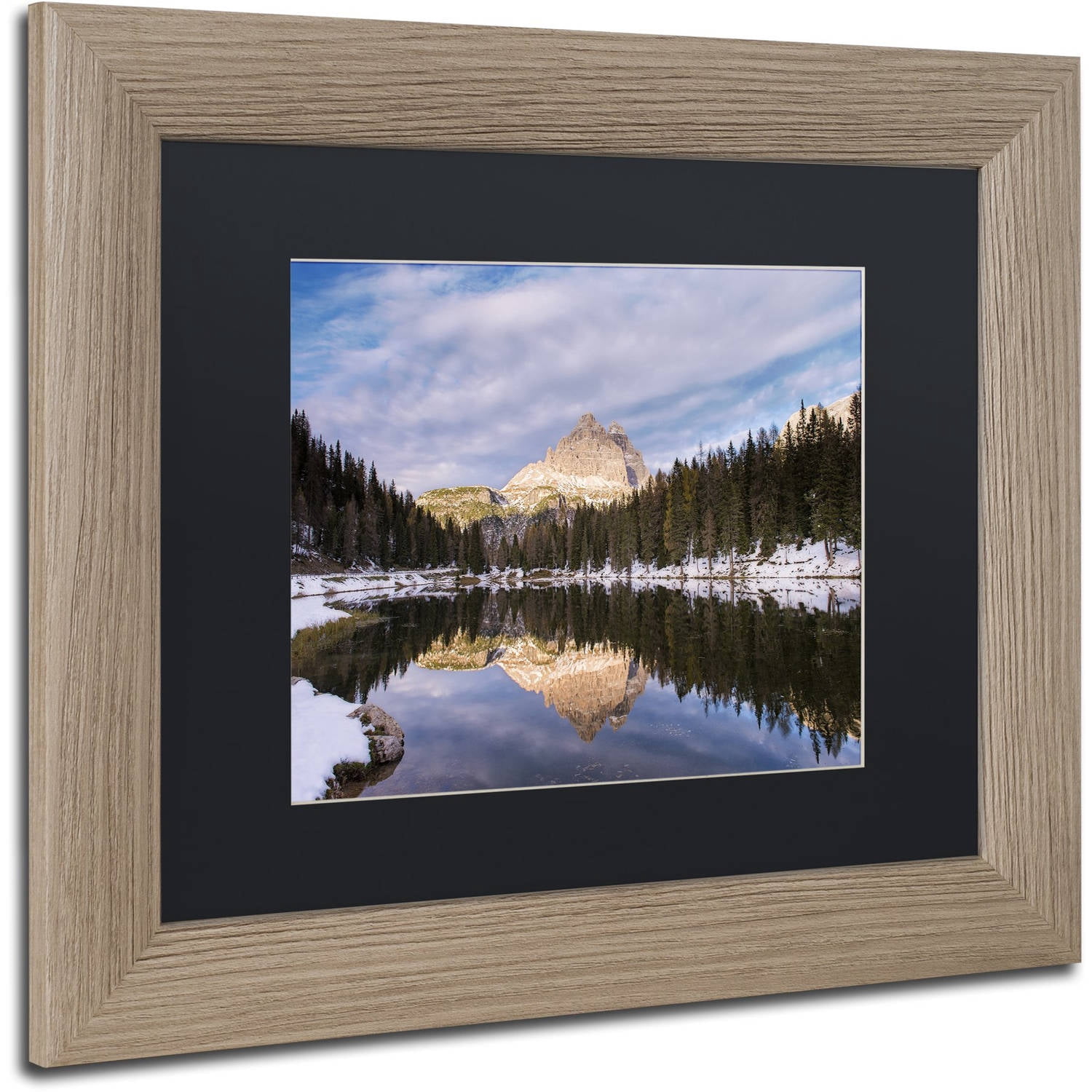 Trademark Fine Art "Peaks Of Lavaredo" Canvas Art by Michael Blanchette Photography Black Matte, Birch Frame