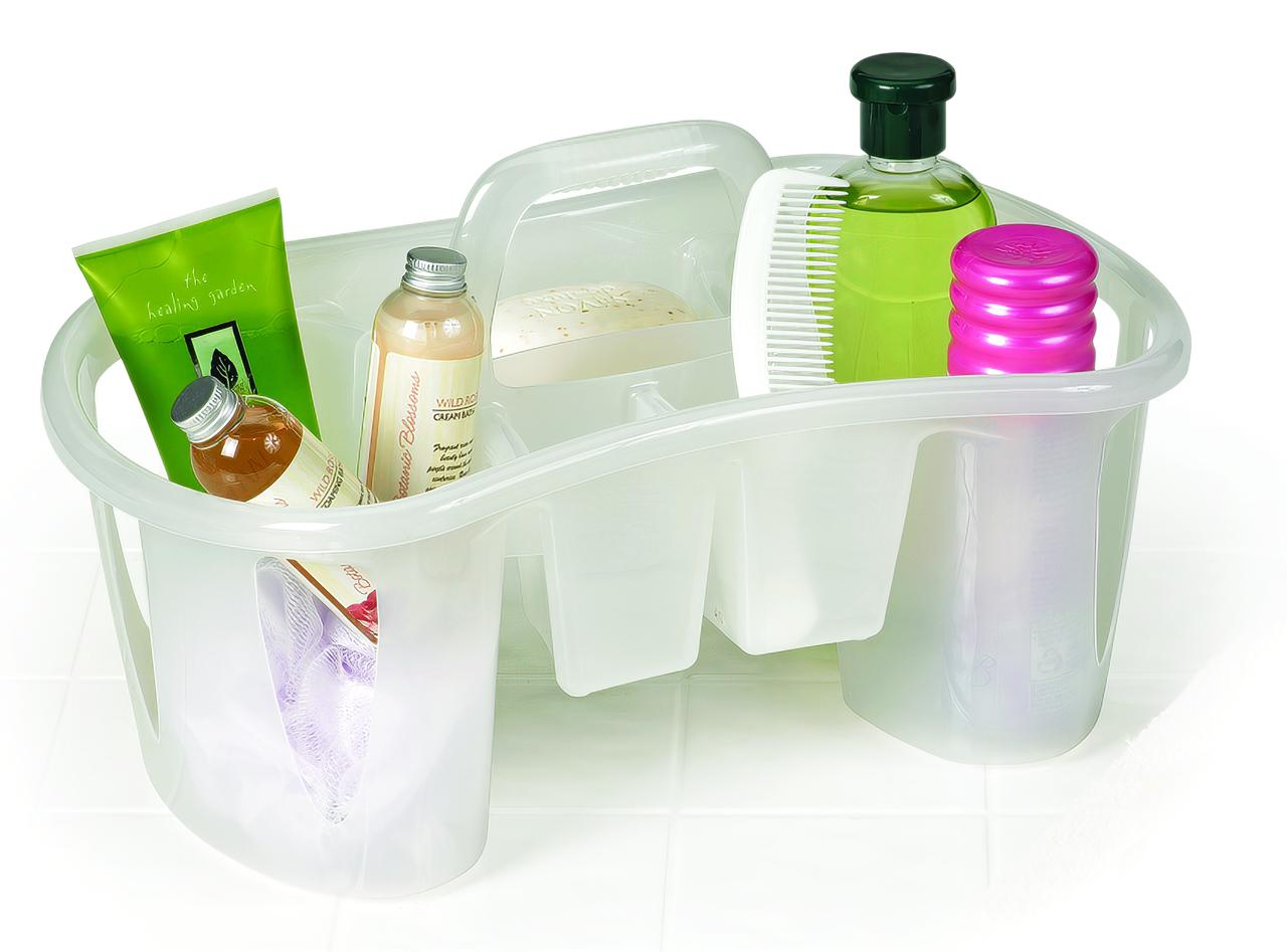 Unique Compartmentalized Bath Caddy, Iced White
