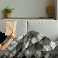 thumbnail image 3 of Modern Soft Flannel Fleece Throw Blanket, Geometrical Design with Grey Ombre Colored Squares Print, Cozy Plush for Indoor and Outdoor Use, 50" x 70", Charcoal Grey White, by Ambesonne, 3 of 5