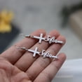 thumbnail image 2 of Custom Name Stainless Steel Dangle Earrings Religion Jewelry Customized Cross Nameplate English Letters Drop Earring Gift, 2 of 5