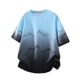 thumbnail image 1 of Manga Corta de Verano Tops Cuello Redondo de los Hombres de la Moda de la Moda de Color Gradiente Pullover de Manga Corta para la Chaqueta de Manga Corta Jean, 1 of 4