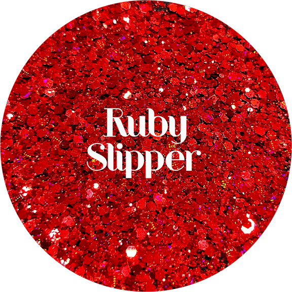 Glitter Heart Co. - High Quality Polyester Glitter -Ruby Slipper - 1oz Bag - Holographic Red Mix