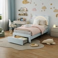 thumbnail image 4 of Yeshouse estructura de cama individual con luces LED y cabecero ajustable en forma de osito, tapizada en terciopelo, soporte de listones de madera, silenciosa y fácil de montar, ideal para niños, 4 of 8