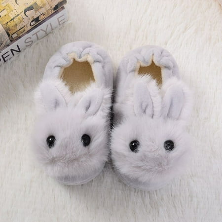 

2-5Y Winter Kids Cute Cotton Slippers Children s Warm Non-slip Baby Girls Cartoon Plush Rabbit Cotton Slippers