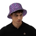 thumbnail image 5 of Yiaed Skull Blue Flower Print Reflective Stripe Bucket Hat Unisex Funny Outdoor Fisherman Cap Beach Sun Hat, 5 of 5