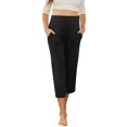thumbnail image 5 of Ediodpoh Maternity Solid Color Trousers with Integrated Yoga Waistband and Functional Pockets Pants for Women Black L, 5 of 9