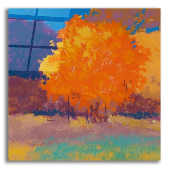 Epic Art 'Orange Maple' by Mike Kelly, Acrylic Glass Wall Art, 12"x12"