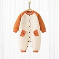 thumbnail image 2 of KPOPLK Baby Boy Girl Clothes Basic Solid Color Fleece Long Sleeve Romper Jumpsuit One-Piece Bodysuit Winter Clothes(Orange,6-9 Months), 2 of 6