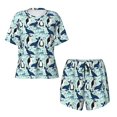 thumbnail image 4 of Lsque Penguins Whales Women's Short-Sleeved Pajama Set - 2 Piece Soft and Lightweight Sleepwear Set-Small, 4 of 9