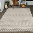 thumbnail image 2 of JONATHAN  Y  Duenas High-Low Two-Tone Monstera Leaf Area Rug 3 X 5 - Cream/Gray, 2 of 5