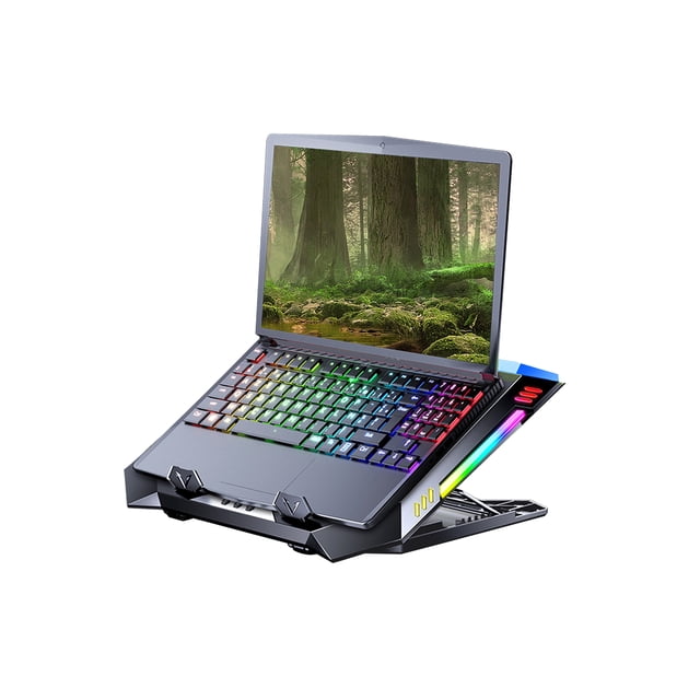 Enfriador Para Computadora Portátil, Soporte Para Enfriador De Pc, Gamer Silencioso, Soporte Para Enfriador De Juegos Para Computadora Portátil, Luz De Respiración Rgb De Doble Turbina Monstrate EL013517-01