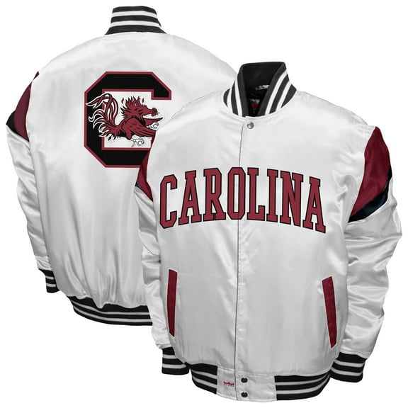 Men's Franchise Club White South Carolina Gamecocks Power Satin Full-Snap Jacket