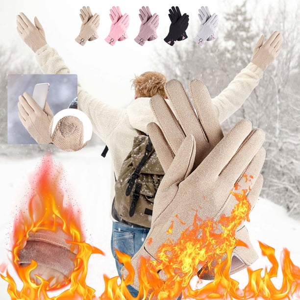 Fiudx Guantes de Invierno, Terciopelo Alemán, Compatibles con Pantallas Táctiles, Forro Polar Cálido, Palma Antideslizante, Resistentes Al Agua y a La Nieve, para Deportes Al Aire Libre, Lavables a M