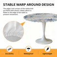 thumbnail image 2 of Elastic Fitted Round Tablecloth, Blue Coastal Starfish Waterproof Stretch Table Cover for 55"-60" Tables, Summer Eucalyptus Leaves Washable Outdoor Tablecloths for Patio, Picnic, Camping, 2 of 9