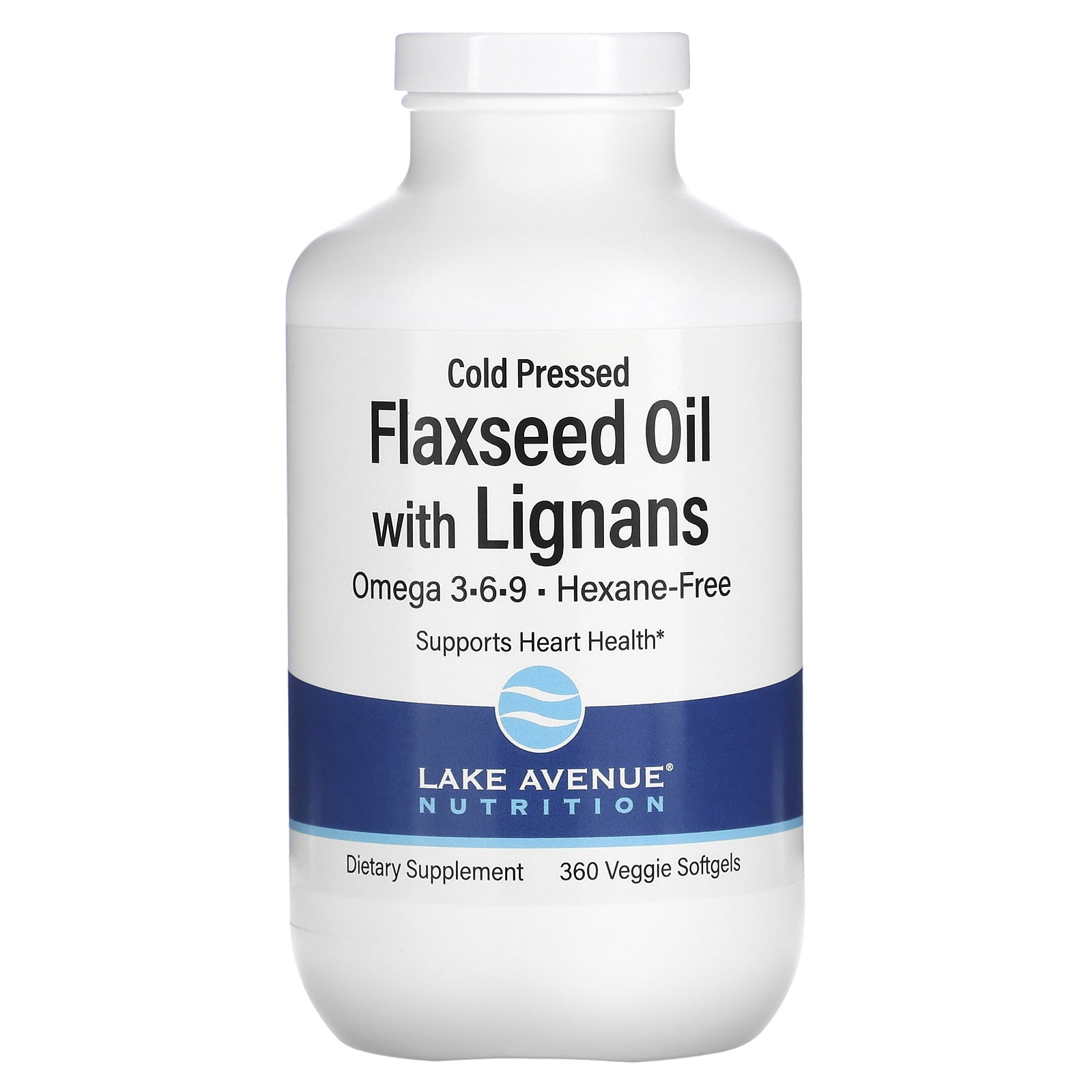Cold Pressed Flaxseed Oil with Lignans, 360 Veggie Softgels, Lake
