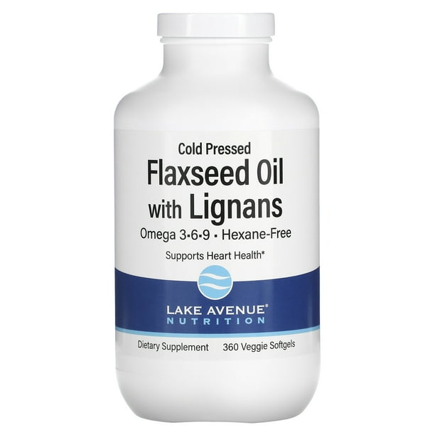 Cold Pressed Flaxseed Oil with Lignans, 360 Veggie Softgels, Lake