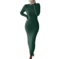 thumbnail image 1 of VISgogo Vestido de Punto de Manga Larga para Mujer, Patrón de Ganchillo Color sólido Acanalado Cuello Redondo Casual Fiesta de Club Largo de una Pieza VISgogo  moda, 1 of 2