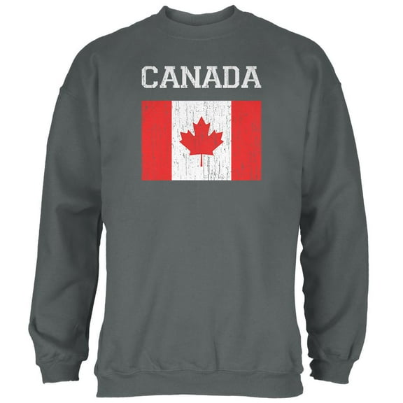 World Cup Distressed Flag Canada Mens Sweatshirt Charcoal X-LG