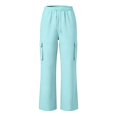 thumbnail image 5 of XINXIAOO Unisex Boys Girls Cargo Sweatpants Active Fit Elastic Waist Jogger Sweatpants with Pockets Boys Athletic Pants Light Blue Pants for Girls Pants Size 7-8 Years, 5 of 7