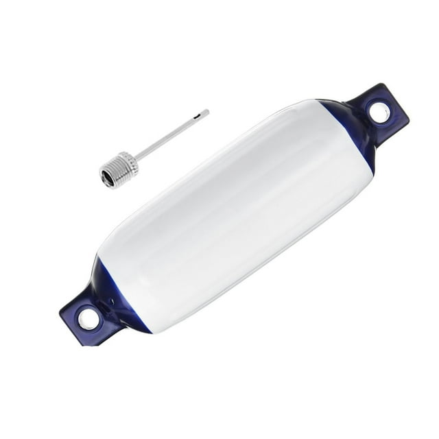 Inflatable Boat Fender PVC Boat Anchor Bumper Marine Boat Fender for Boat, Sailboat, Cuddy Etc (5.5X20 Inch),1x Boat Fender 1x Inflatable needle,White&blue
