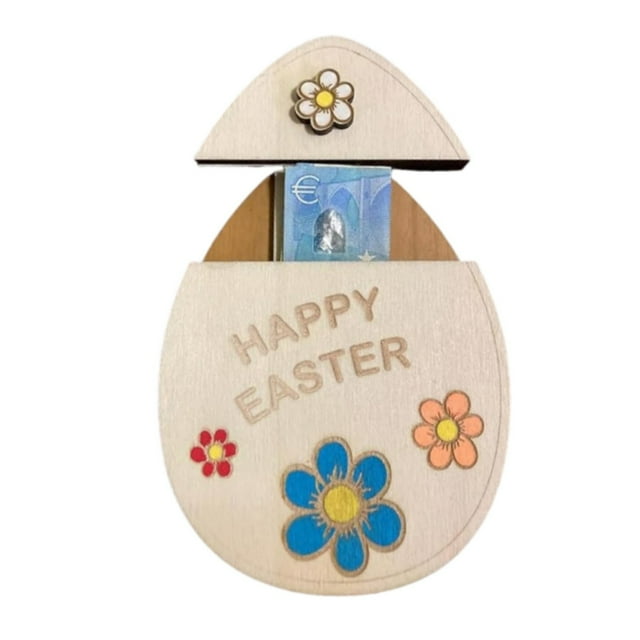 Handmade Wooden Easter Egg Decorative Holder With Secret Storage Compartment For Festive Tabletop Display