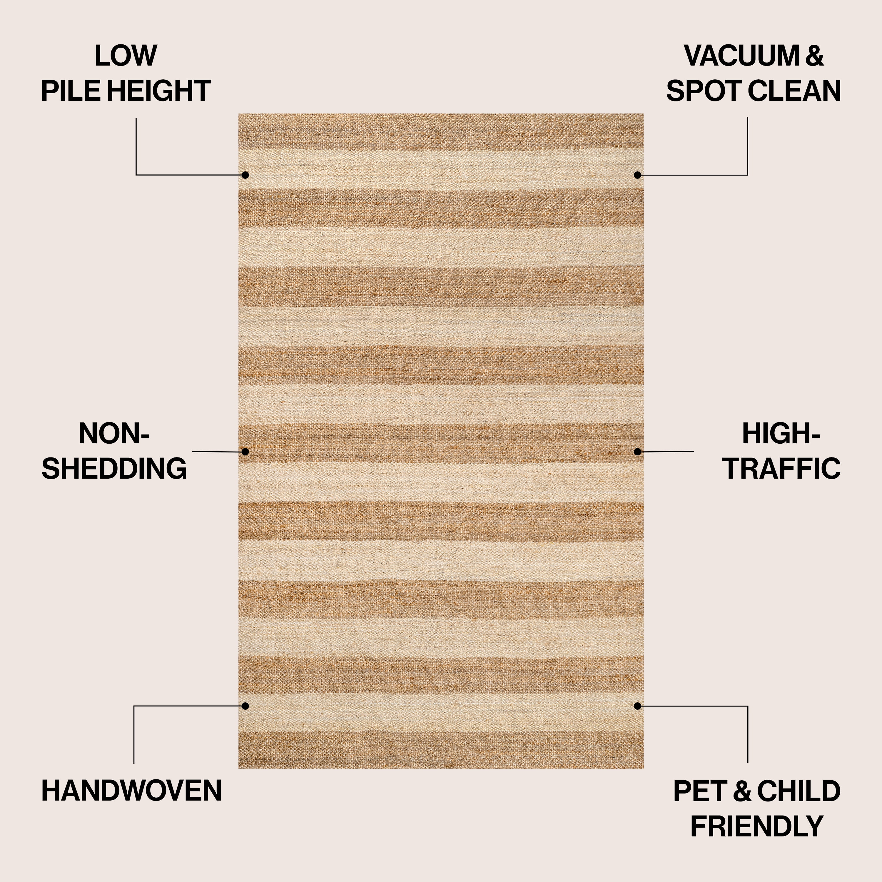 JONATHAN Y NATURAL FIBER 2 x 10 Runner Rug, Jayden Rustic Farmhouse Woven Jute Stripe - Natural/Bleach, NRF202C-210