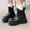 Black, variant on Women's Japanese Style Solid Color Ankle Rain Boots, Non-Slip Thick Sole Platform Water Shoes, Comfortable Height Enhancing Rubber Boots Black 36