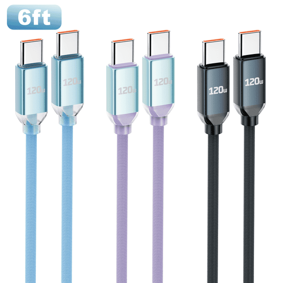 OWNTECH 3Pack 6FT USB C to USB C Cable 60W Nylon Braided Type C Fast Charging Cord Compatible with Samsung Galaxy S25/24/23 Google Pixel 9 8 Pro iPhone 16 15Pro