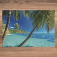 thumbnail image 3 of Ambesonne Ocean Jigsaw Puzzle, Palm Trees Sea Beach, Heirloom-Quality Fun Activity for Family Durable Cardboard, 1000 pcs, Turquoise Blue, 3 of 5