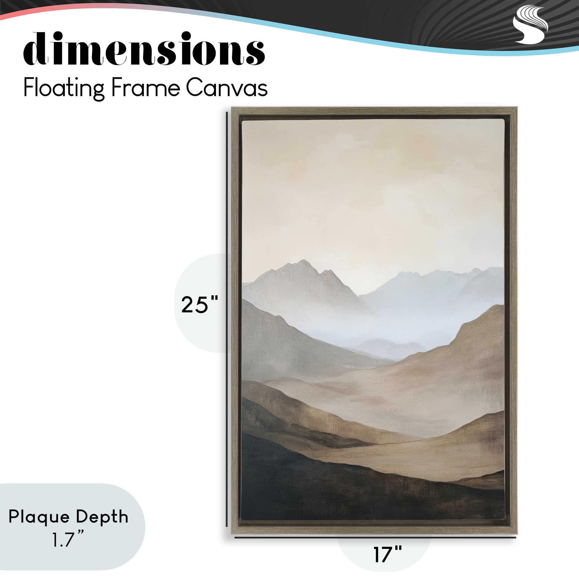 Stupell Industries Foggy Mountains Over Valley Brown Framed Floater Canvas Wall Art, design by Petal Prints Design