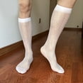 thumbnail image 6 of Huhudde Mens Thin Dress Socks Silk Sheer Business Socks Soft Nylon Work Trouser Socks Over the Calf Socks Knee Highs Dress Socks, 6 of 17