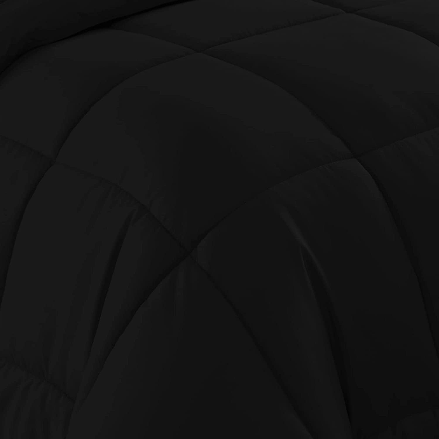 500-TC Egyptian Cotton All Season Comforter for Adults Full/Queen Size 90" x 90" Inches, 1pc Comforter Box Stitched with 4 Corner Tabs, 300 GSM Comforter, (Black)