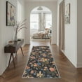 thumbnail image 4 of 5x7 Washable Area Rug with Non Slip Backing Low Pile Lightweight Print Pattern for Living Room Bedroom Vintage Floral Deep Charcoal, 4 of 5