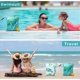 thumbnail image 4 of Wet Dry Bag Waterproof Reusable Wet Bag for Swimsuit, Travel, Beach, Pool, Bathing, Diapers, Dirty Yoga Gym Clothes Toiletries Daycare Organizer with Two Zippered Pockets (green leaf), 4 of 5